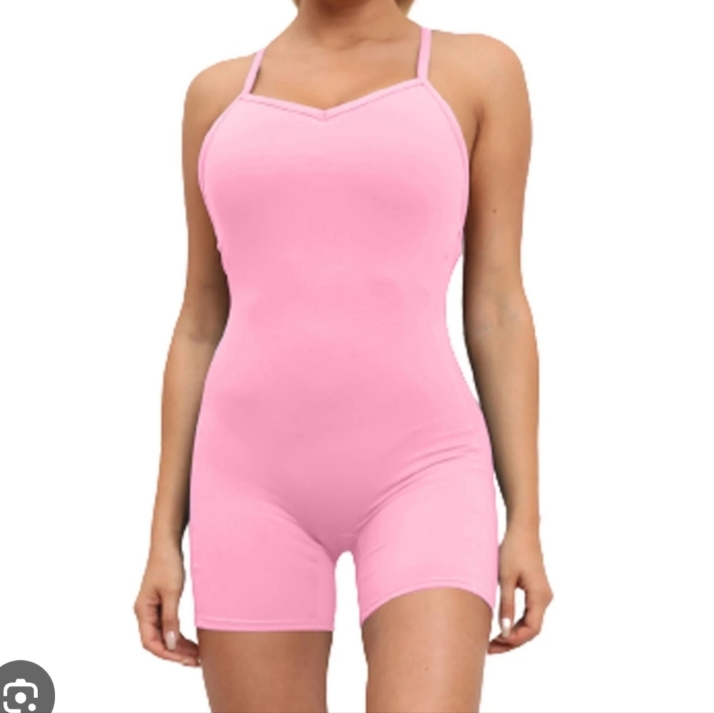 Pink Bodycon Romper - Picture 2 of 12